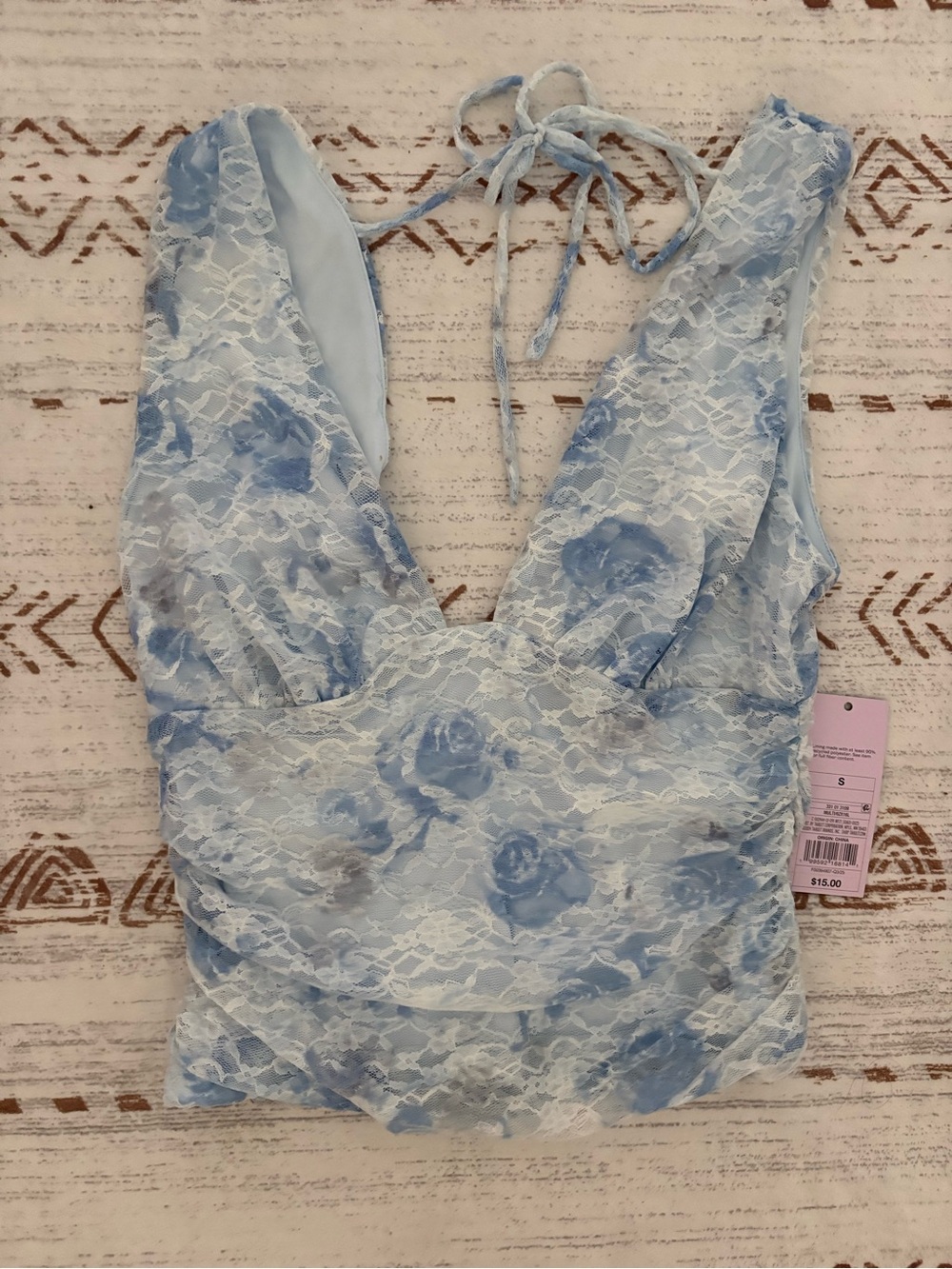 Women’s Light Blue Lace Floral Tank NWT